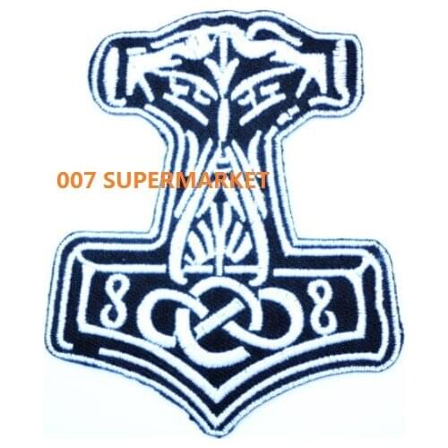 THORS HAMMER MJOLNIR PATCH TV MOVIE BIKER SKINHEAD ODINIST THOR ISD LOKI VIKING ODIN MC BIKER VEST PATCH BACK OF JACKET APPLIQUE