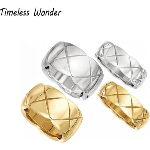 Timeless Wonder Stunning Titanium Geo Cross Band Statement Rings Stainless Steel Jewelry Women Punk Runway Gothic Boho Ins 6363