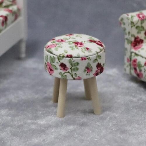 1/12 Mini Simulation Wooden Stool Model DIY Doll House Pub Cafe Decor Accessory Pretend Play Doll house Furniture Toys