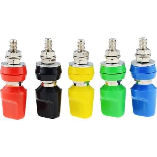 1PCS M6*60 Binding Post 6mm Flat Cap Terminal 4mm Hole Banana Socket 40A High Current Grounding Column M6x60 Banana Plug