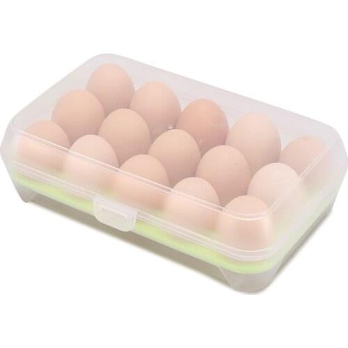 15 Grid Bilayer Plastic Egg Storage Box Keep Eggs Fresh Organizer Kitchen Refrigerator Food Storage Containers