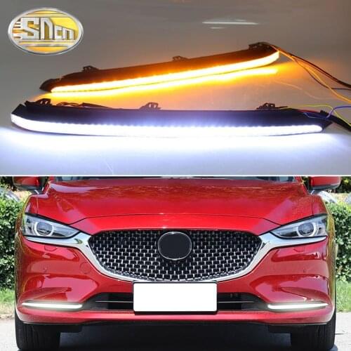 2PCS LED Daytime Running Light Dynamic Turn Signal Waterproof 12V Car DRL Fog Lamp Decoration For Mazda 6 2020 2021 Atenza