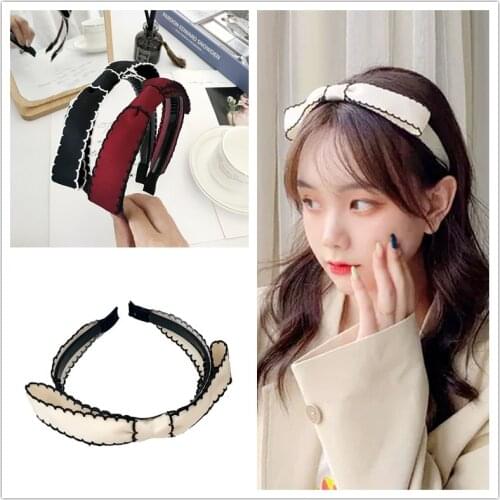 2021French Style hairband Temperament Bowknot fabrics Headband Sweet Preppy Hair Clips Vintage Headwear Girls Women Hairdress