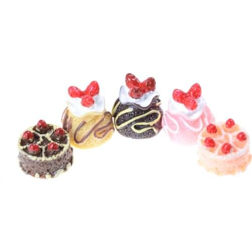 5pcs 1:12 Dollhouse Mini Cakes Kitchen Toys Lovely Baby Doll Home Girl Scene Model Pastry Bauble Dollhouse Accessories