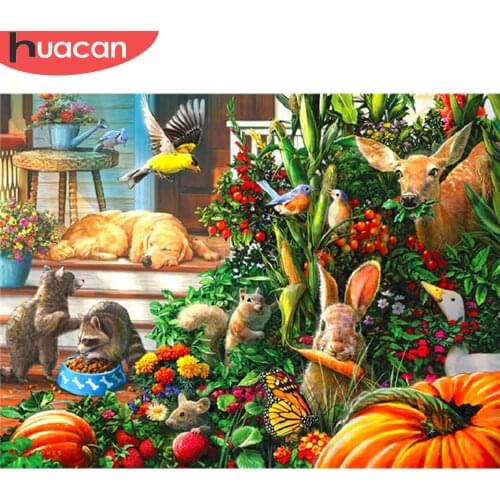 HUACAN Diamond Embroidery Cross Stitch Rabbit Full Square Round Drill Diamond Painting Animal Mosaic Needlework Decor For Home