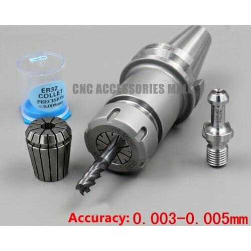 ATC Spindle tool handle BT40-ER25-70 CNC BT40 taper milling chuck with 1pc BT40 x 45 Degree Pull Stud & 1pc ER25 10mm collet