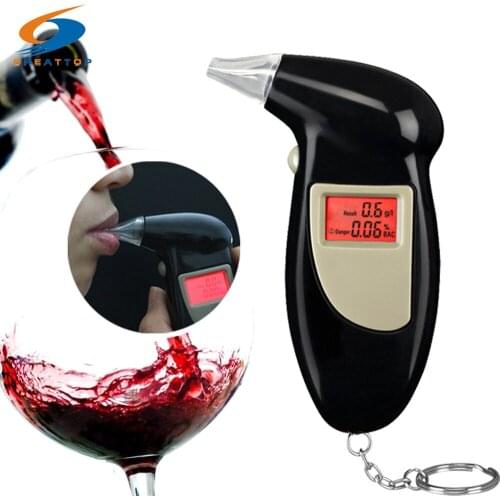Free Shipping 5 mouthpiece Key Chain Alcohol Tester Digital Breathalyzer Alcohol Breath Analyze Tester (0.19% BAC Max)
