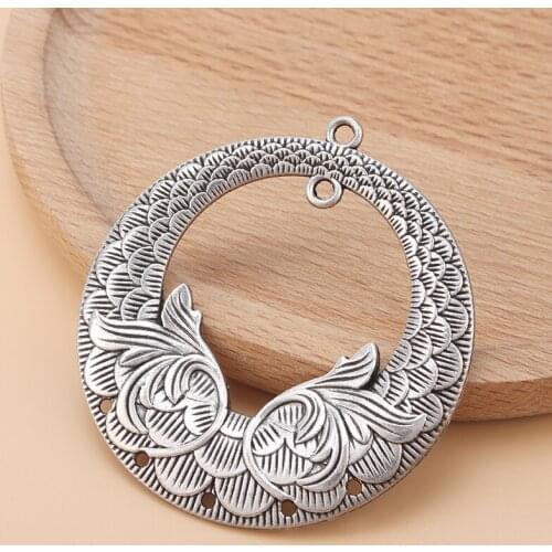 10pcs/Lot Large Tibetan Silver Round Chandelier Connectors Charms Pendants for Earrings Necklace Jewelry Making Accessories