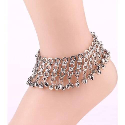 1 Pairs Ethnic Style Anklets Chain Silver Color Ankle Bracelet Jewelry Women Dance Fashion Foot Chain Bohemian Sexy Leg Chains