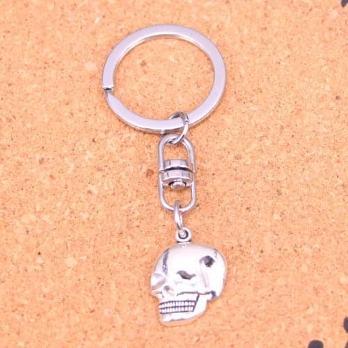 20Pcs Fashion Amulet Charm Evil Eye Sliver Plated keyring skeleton head skull Alloy Keychain For Gift Car Key Chain Jewelry
