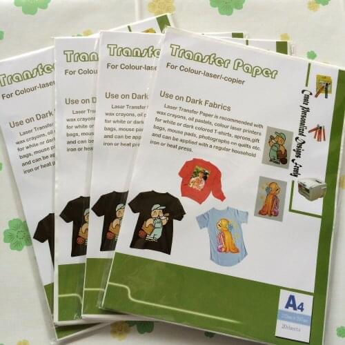 A4 size ( 80 pcs/lot ) Color Laser Transfer Paper for dark t-shirt/cotton/cotton blend/polyester fabric