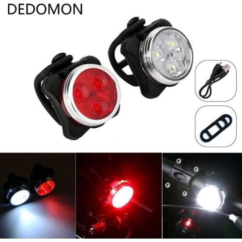 4 modes USB Rechargeable Cycling Bicycle Light 3 LED Head Front Tail Clip Light Lamp Outdoor Cycling bike accessorie bike light