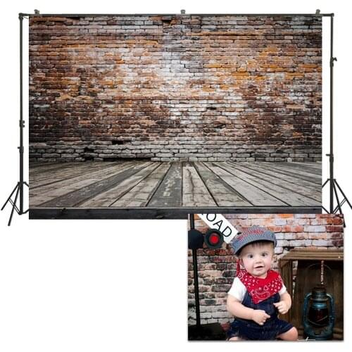 HUAYI Photography Backdrop Old Grunge Brick Wall Photo Background Studio Birthday Banner Baby Shower Party Backdrop D-3489