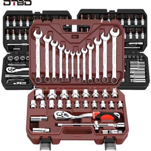 Car Repair Tool Ratchet Torque Wrench Spanner Screwdriver Socket Set Combo Tools Kit Bicycle Auto Repairing Tool Mechanic Tool