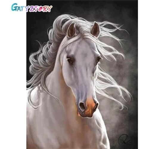 GATYZTORY DIY Painting By Numbers Horse Picture On Canvas Animals Coloring By Numbers Acrylic paints Home Decor 60x75cm