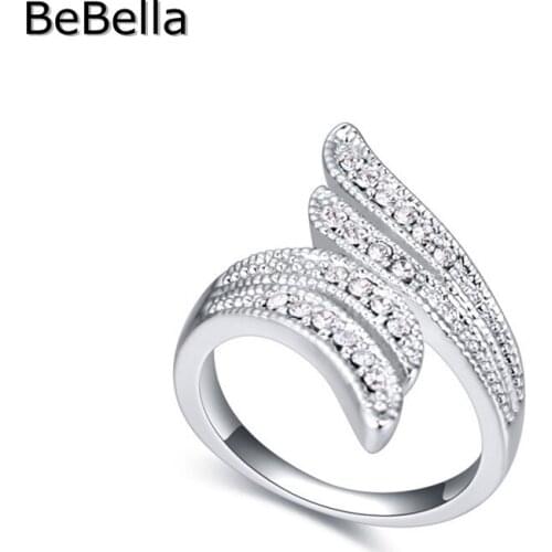 BeBella 5 colors leaf shape crystal ring for party made with genuine Czech crystal for womengirfriends gift