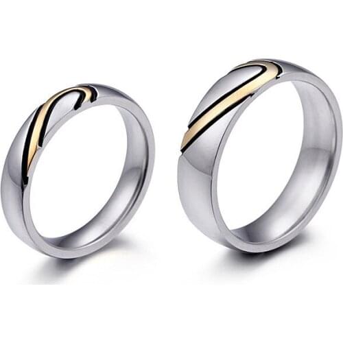 Korean version of the new room gold color love heart couple ring creative couple ring