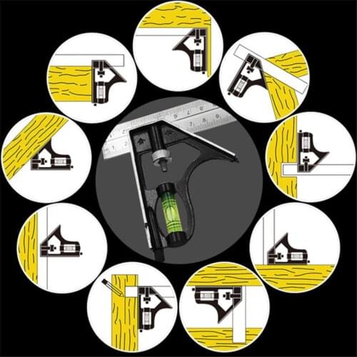 Ruler Measuring-Tool Protractor Adjustable Stainless Steel Multifunctional Combination Set Right Angle Ruler Measurement Tools