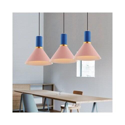 Character restaurant, chandelier, colorful mcaron, modern minimalist living room, dining table, lid, lamps and lanterns