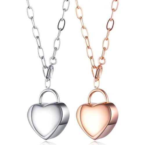 Fashion couple jewelry rose gold heart pendant necklace for women men minimalist stainless steel accessories valentines day gift