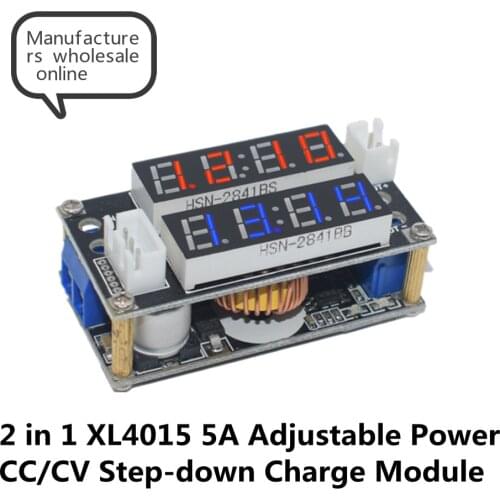 2 in 1 XL4015 5A Adjustable Power CC/CV Step-down Charge Module LED Driver Voltmeter Ammeter Constant current constant voltage