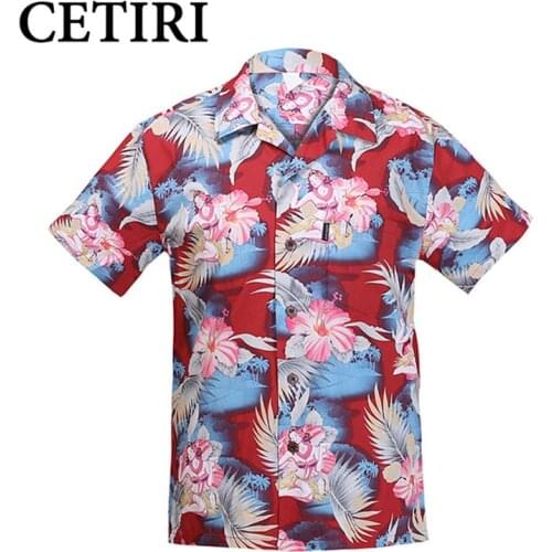 Mens Hawaiian Shirts cocktail girl jade Cotton Large Plus Size Shirt Fancy Dress Shirts For Men chemise homme camisa masculina