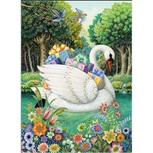 Embroidery Counted Cross Stitch Kits Needlework - Crafts 14 ct DMC Color DIY Arts Handmade Decor - Swan Boat