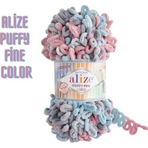 Alize Puffy Fine Color, Yarn Plush, Baby Yarn, Kids Yarn, Blanket Yarn, Plaid Yarn, Easy Finger Knitting Yarn, No Hook, No Needl
