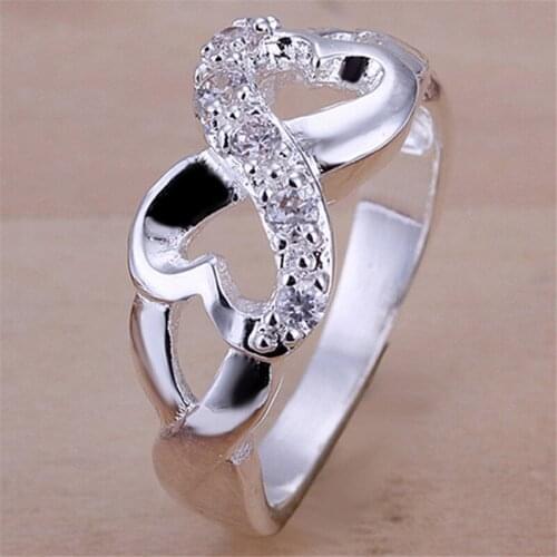 New 925 Sliver Fashion Jewelry Heart-Shaped Zircon Ring For Women Romantic Wedding Gift Classic Love Present Daily Party Present