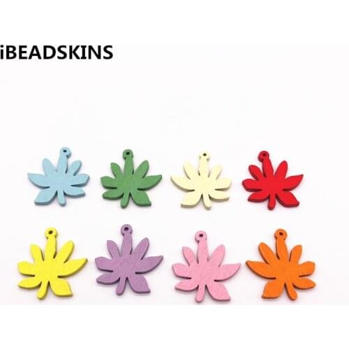 New arrival! 33x30mm 100pcs/lot Environmental Paint leaf-shape Wood charm For Earring parts Earring handmade jewelry making