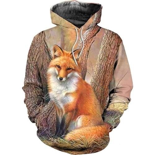 3D printed fox DRESS ZIPPER shirt casual Street hip hop Sweatshirt Hoodie---zzz