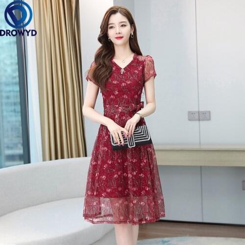 Summer Red Floral Chiffon Midi Sundress 2021 Korean Women Oversize Boho Beach Dress Party Casual Bodycon Sexy V-neck Vestidos