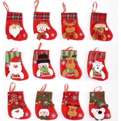 Christmas Tree Hanging Ornament Party Tree Xmas Decor Santa Stocking Sock Gift Candy Bags Lovely Gift Bag For Children