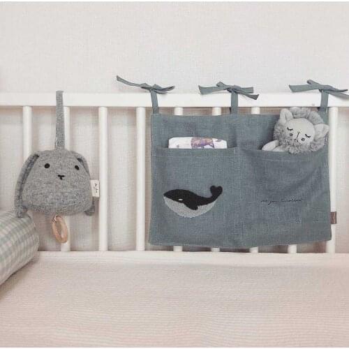 Baby Bed Hanging Storage Bags Cotton Newborn Crib Organizer Toy Diaper Pocket for Crib Bedding Set Accessories Nappy Store Bags