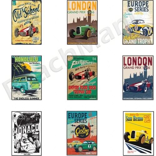 Superb retro style racing vintage car poster prints great decorative gift