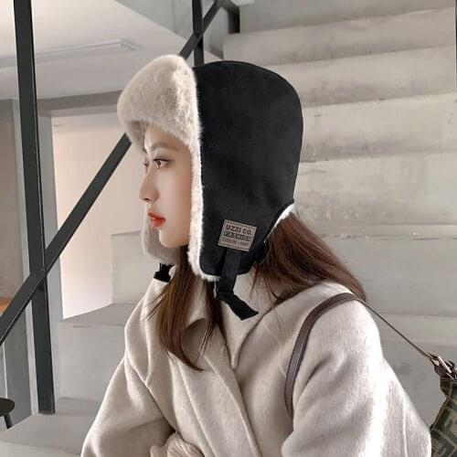 Womens Winter Hats Fashion Casual Design Russian Warm Fluffy Hat Ushanka Fur Bomber Hats With Ear Flaps Aviator Trapper Hat
