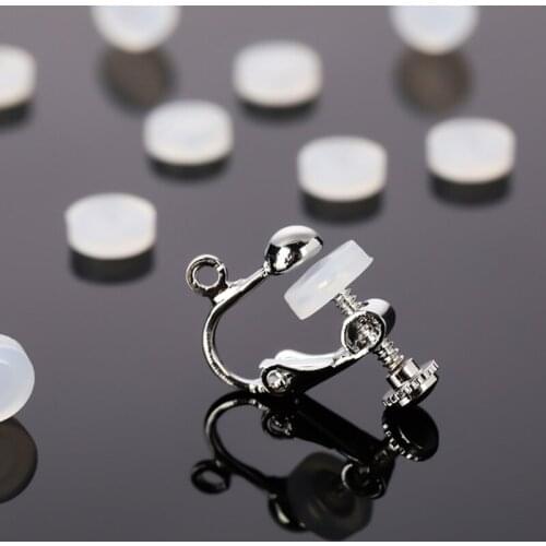Non Earhole Anti Allergy Silicone Round Pad Transparent Ear Clip Pad Diy Jewelry Accessories Wholesale Price
