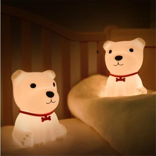 Led Cute Animal Panda Dinosaur Rabbit Night Light Soft Silicone USB Rechargeable Touch Dimmable Night Lamp For Kids Baby Gifts