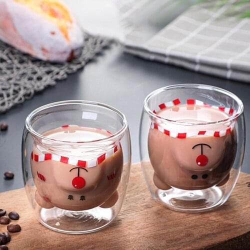 Creative 3D 2-tier Lovely Panda Bear Innovative Beer Glasses Heat-resistant Double Wall Coffee Cup Morning Milk Glass Juice Glas