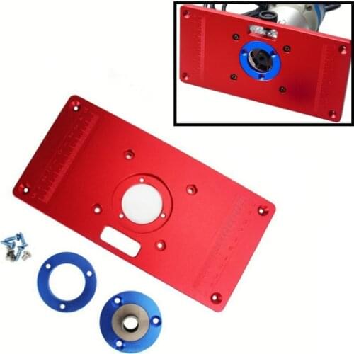 Universal Aluminum Router Table Insert Plate w/ 2 Router Insert Rings For Woodworking Benches Router red