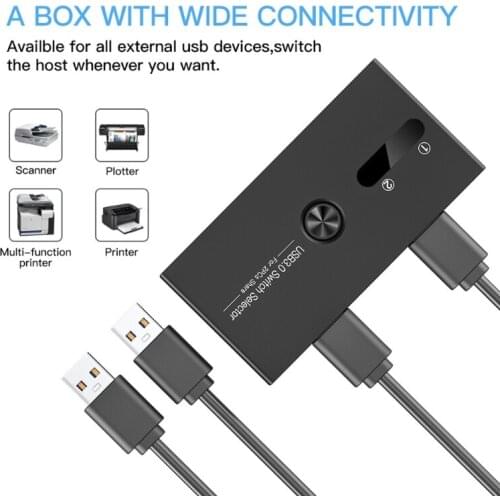 USB 3.0 Switch Selector KVM Switcher Adapter 4 Ports USB Switcher Box Hub for PCs Scanner Printer One Button 2 Cables