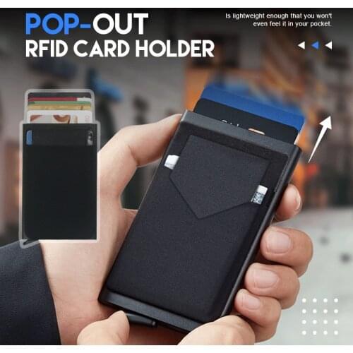 Pop Up Id RFID Card Male Wallet Mini Package Fashion Aluminum Metal Protective Gear Storage Bag Smart Quick Release Women Wallet