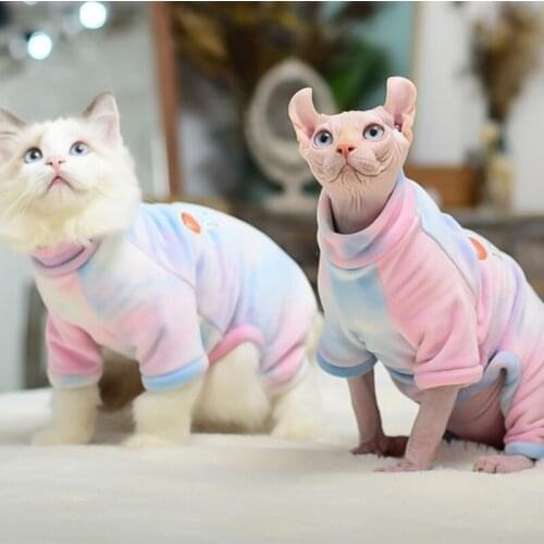 Pet Cat Clothes Autumn Winter Warm Sphinx Hairless Cat Clothing Velvet Four Legged Clothing