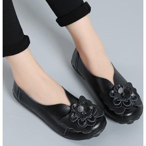 Women Flats 2020 New Fashion Ballet Shoes Moccasins Women Shoes Genuine Leather Loafers Non-slip Ladies Shoes Women Mom Footwear