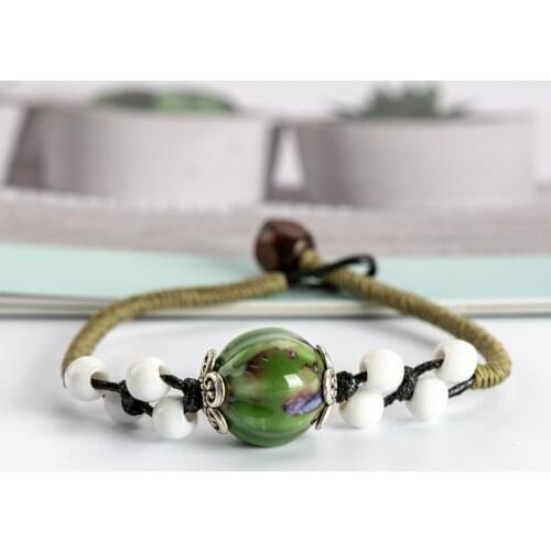 Porcelain Rope Bracelets Handmade Charm Ethnic ceramics Jewelry for ladies wholesale #HY171