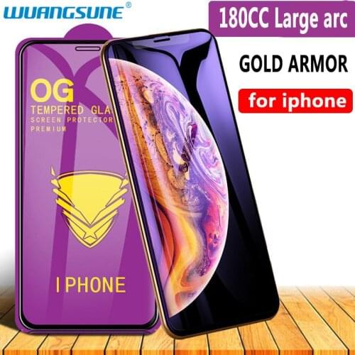 Golden armor protective glass for iPhone 12 mini 5 SE2020 6 6S 7 8plus Tempered glass X R XS 11 12 Pro MAX screen protector Film