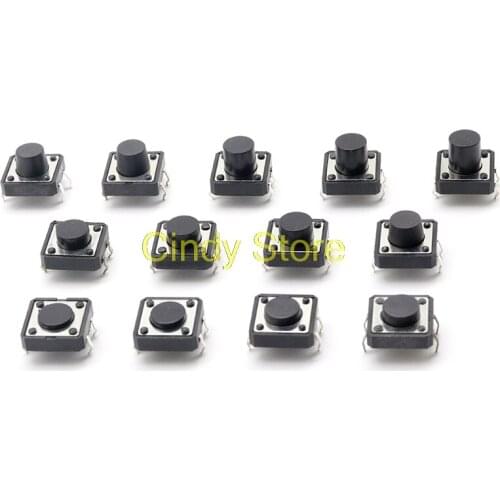 10PCS Momentary Push Button Tactile Tact Switch Non Lock 4 Pin 12 x 12mm x 4.3/5/6/7/8/9/10/11/12/13/14/15/16/17/18/19/20mm