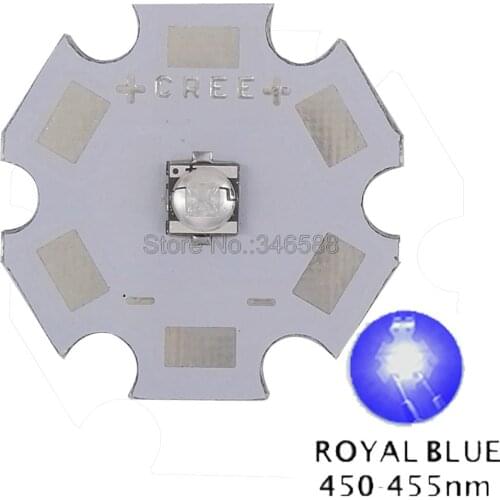10pcs/lot! Cree XLamp XT-E XTE 5W Royal Blue 450NM - 452NM High Power LED Emitter Diode on 8mm / 12mm / 14mm / 16mm / 20mm PCB