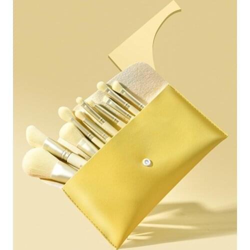 10pcs Light Color Makeup Brushes Set With 1 Storage Bag