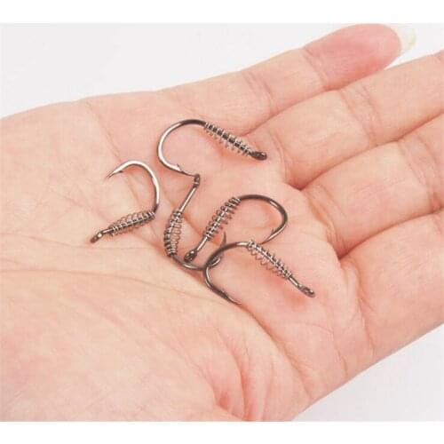 10pcs Spring Hooks Barbed Swivel Jig Carp Fishing Hooks Single Circle High Carbon Steel Fishhook Fly Fishing Accessories Tackle